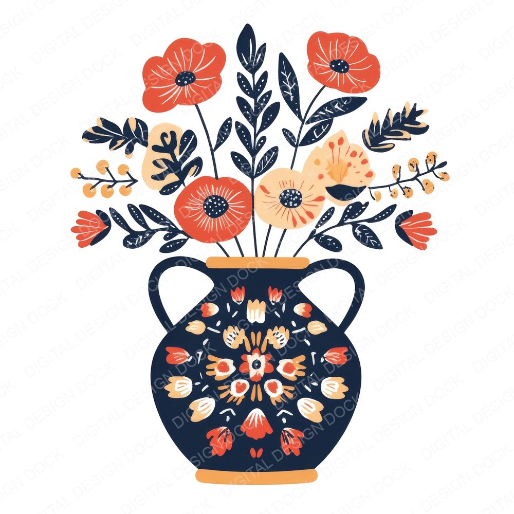 Boho Floral Vase Clipart Set (DDD004730)