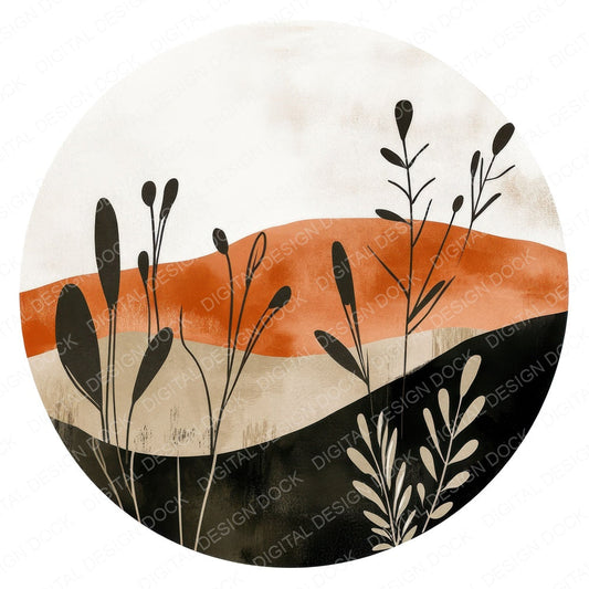 Boho Landscape Design fussy cut sheet in US Letter format showing all 12 designs on one printable page