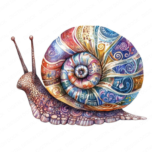 Boho Pattern Snail fussy cut sheet in US Letter format showing all 12 designs on one printable page