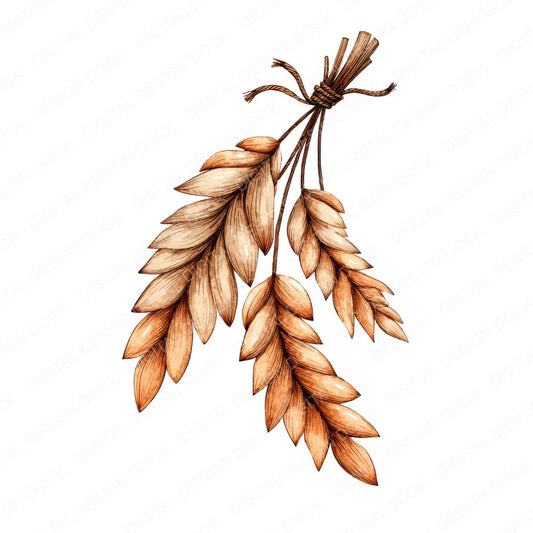 Boho Wheat Stalks Tied fussy cut sheet in US Letter format showing all 12 designs on one printable page