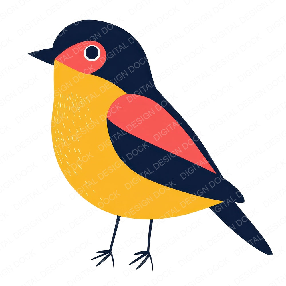 Bold Colour Bird fussy cut sheet in US Letter format showing all 12 designs on one printable page