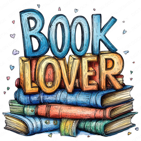 Book Lover fussy cut sheet in US Letter format showing all 12 designs on one printable page