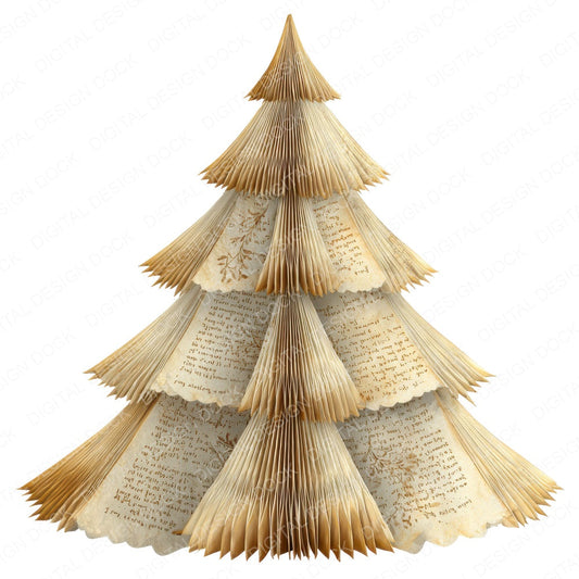 Book Page Christmas Tree fussy cut sheet in US Letter format showing all 12 designs on one printable page