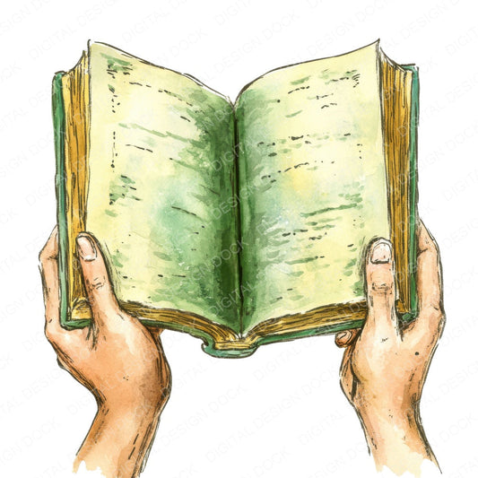 Book Reading fussy cut sheet in US Letter format showing all 12 designs on one printable page