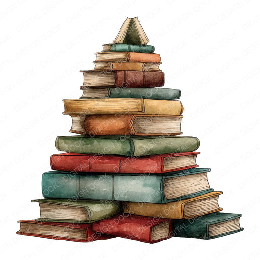 Book Stack Christmas Tree Clipart Set (DDD004753)
