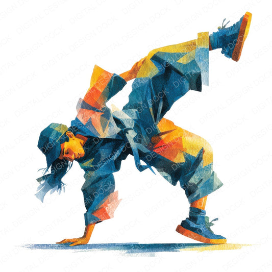 Breakdance Power Pose fussy cut sheet in US Letter format showing all 12 designs on one printable page