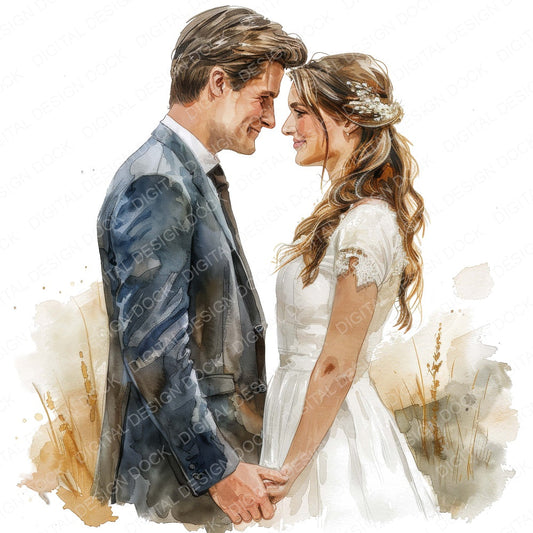 Bride and Groom looking into eyes fussy cut sheet in US Letter format showing all 12 designs on one printable page