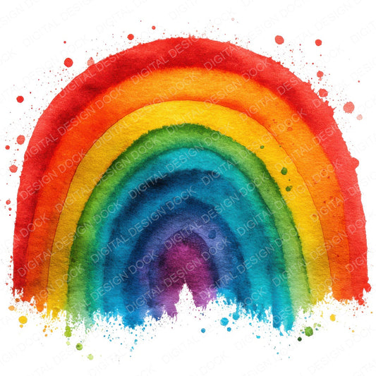 Bright Classic Watercolour Rainbow fussy cut sheet in US Letter format showing all 12 designs on one printable page