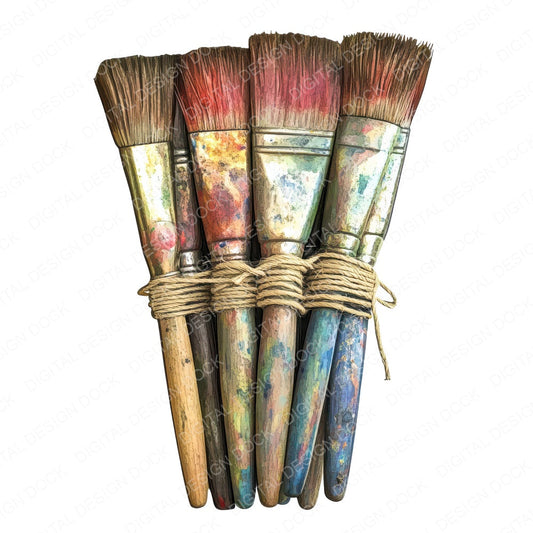 Of Used Paintbrushes fussy cut sheet in US Letter format showing all 12 designs on one printable page