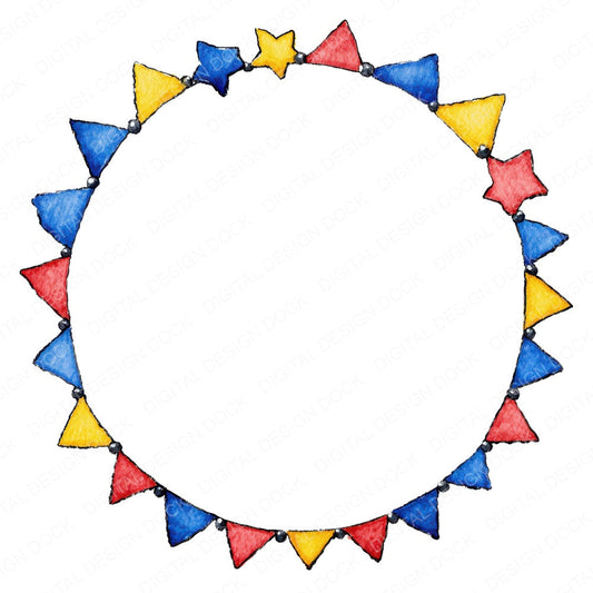 Bunting Stars Frame fussy cut sheet in US Letter format showing all 12 designs on one printable page