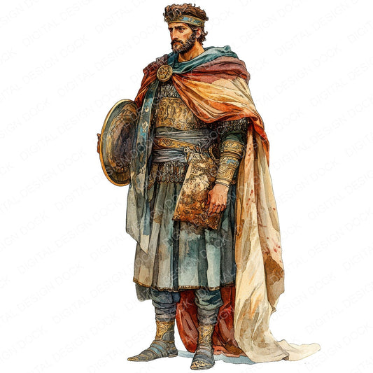 Byzantine Empire Character fussy cut sheet in US Letter format showing all 12 designs on one printable page