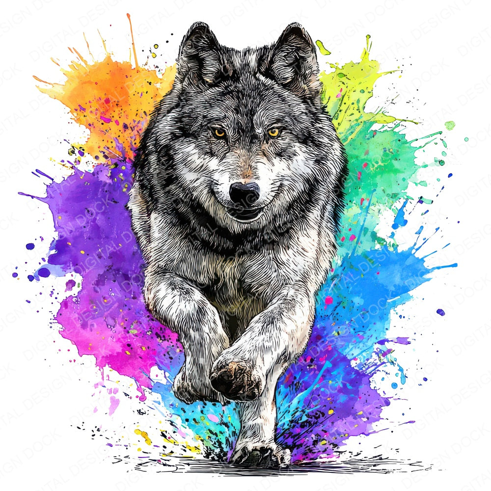 Cartoon Wolf Charge fussy cut sheet in US Letter format showing all 12 designs on one printable page