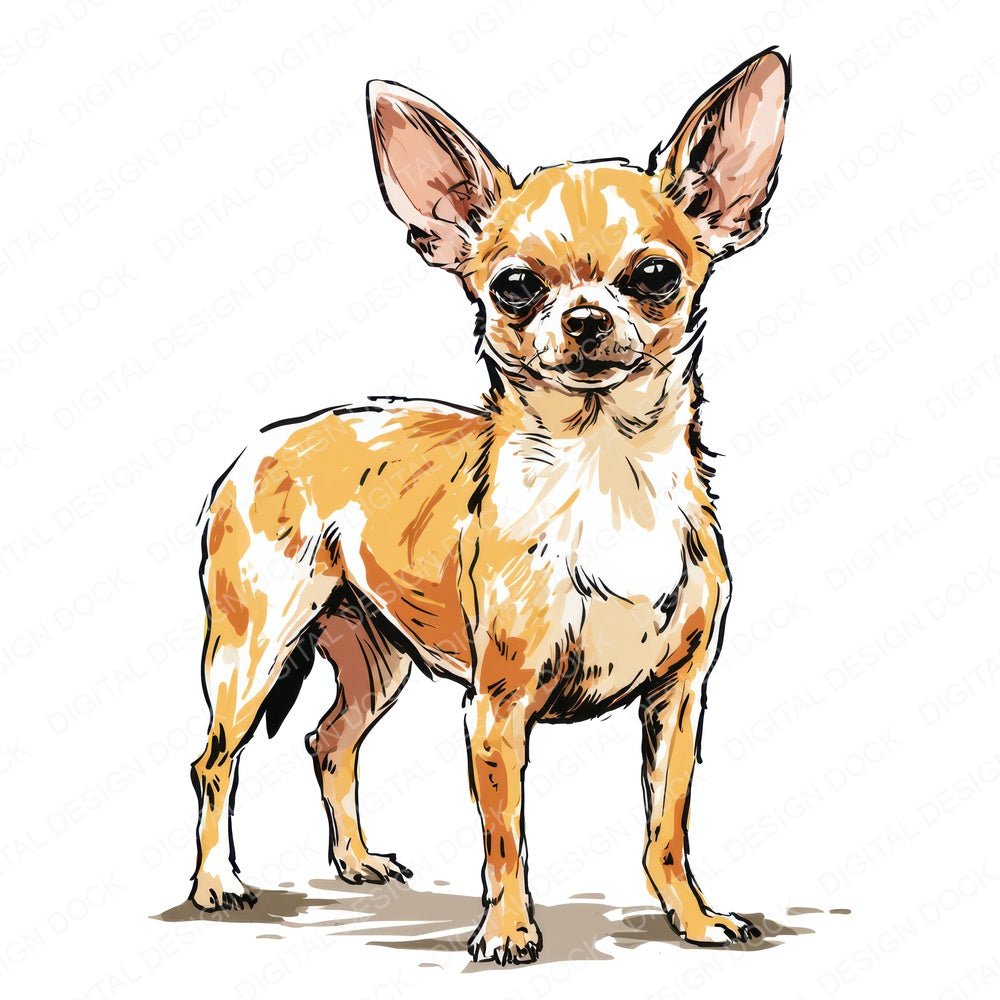 Another Chihuahua Watercolour Dog clipart design shown full size