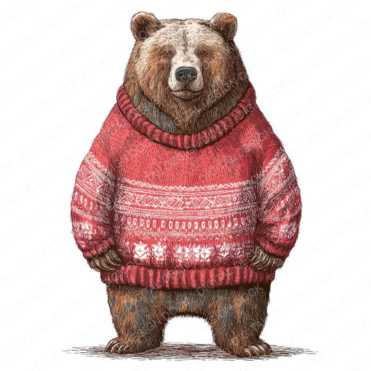 Christmas Bear in Jumper Clipart Set (DDD004858)