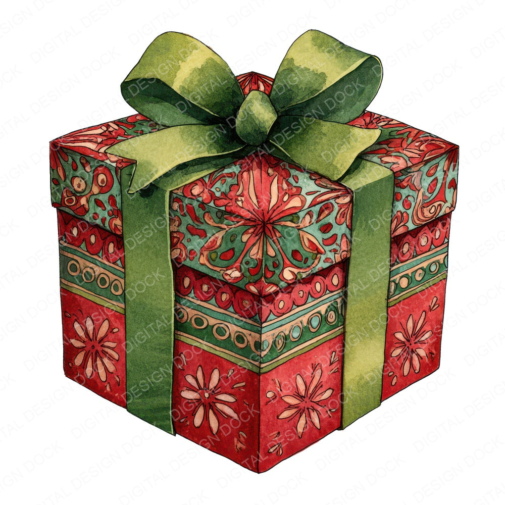 Christmas Folk Art Gift Clipart Set (DDD004876)