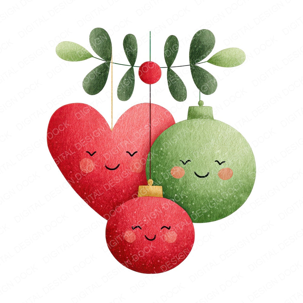 Christmas Love Heart Ornament fussy cut sheet in US Letter format showing all 12 designs on one printable page