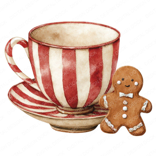 Christmas Teacup Gingerbread Cookie Clipart Set (DDD004910)