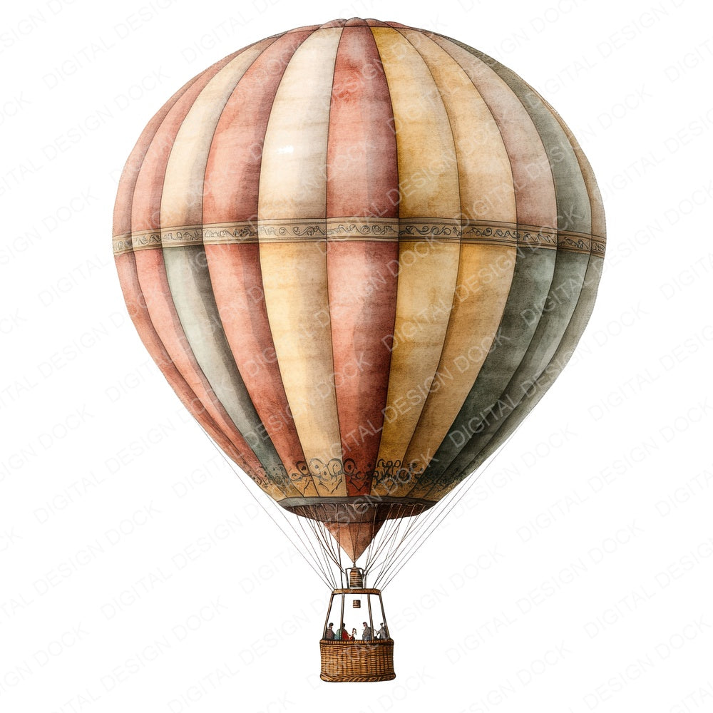 Classic Hot Air Balloon fussy cut sheet in US Letter format showing all 12 designs on one printable page