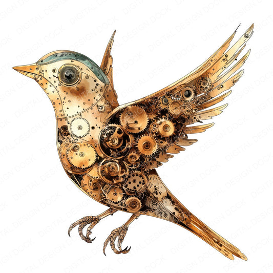 Clockwork Mechanical Bird Clipart Set (DDD004978)
