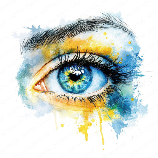 Close Up of Womans Eye fussy cut sheet in US Letter format showing all 12 designs on one printable page