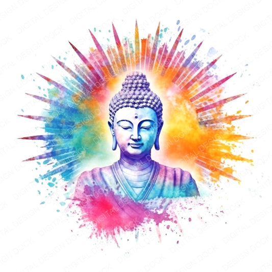 Colourful Aura Buddha fussy cut sheet in US Letter format showing all 12 designs on one printable page