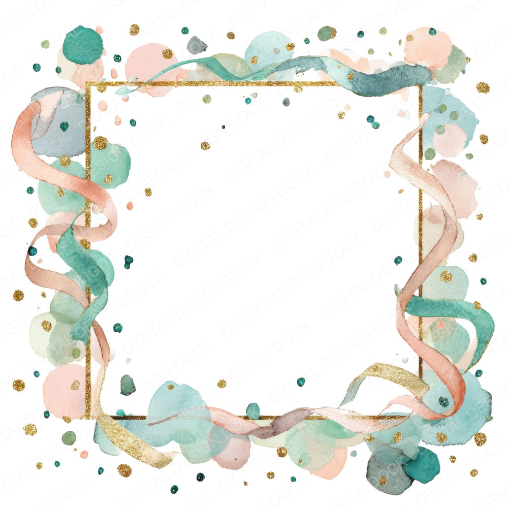 Confetti Ribbon Frame Clipart Set (DDD005006)