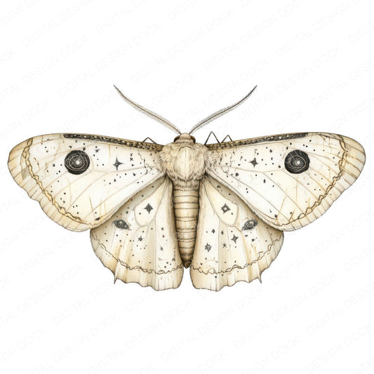 Constellation Winged Moth fussy cut sheet in US Letter format showing all 12 designs on one printable page