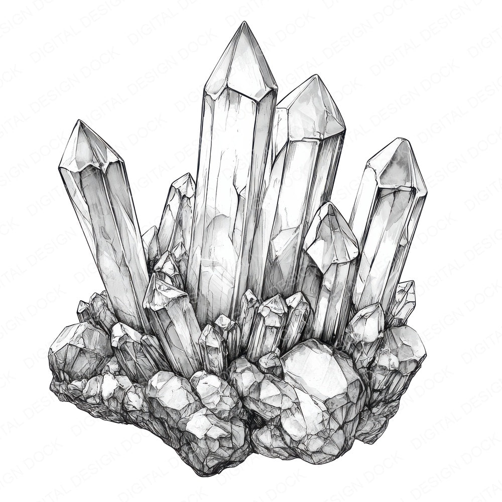 Crystal Cluster fussy cut sheet in US Letter format showing all 12 designs on one printable page