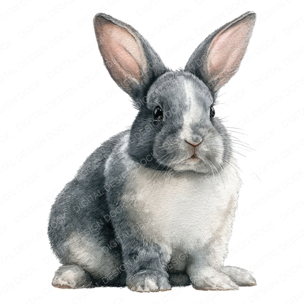 Cute Little Bunny fussy cut sheet in US Letter format showing all 12 designs on one printable page