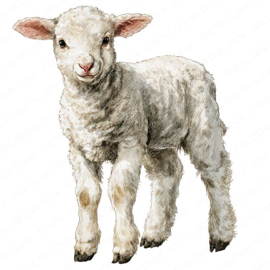 Cute Little Lamb Clipart Set (DDD008235)