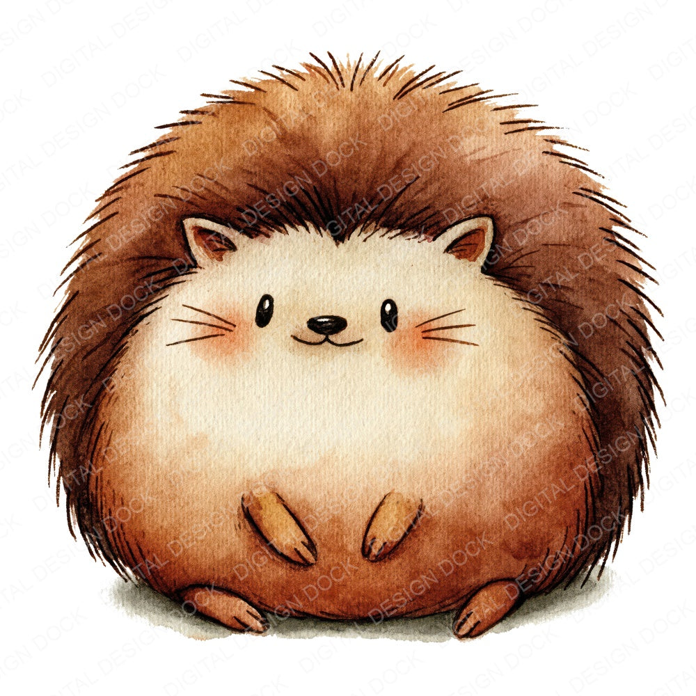 Cute Watercolour Hedgehog Clipart Set (DDD012648)