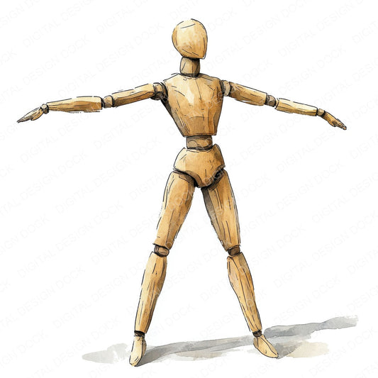 Dancing Artists Mannequin fussy cut sheet in US Letter format showing all 12 designs on one printable page