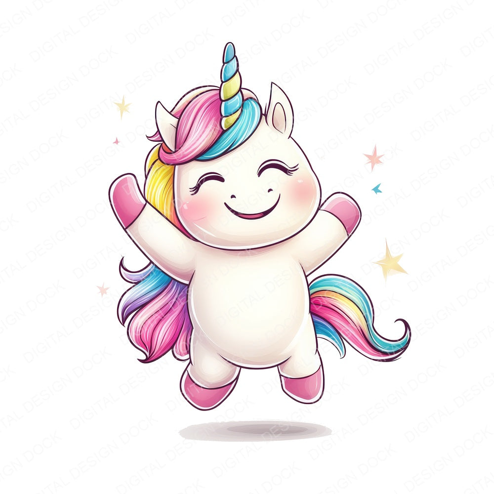 Dancing Unicorn fussy cut sheet in US Letter format showing all 12 designs on one printable page
