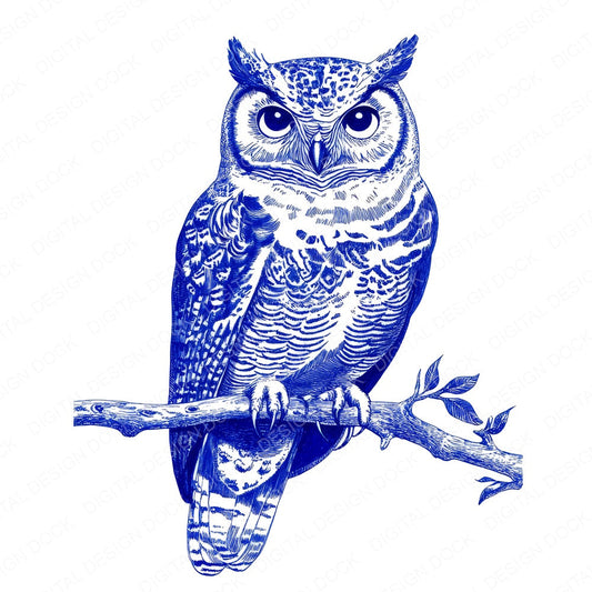 Delftware style Owl fussy cut sheet in US Letter format showing all 12 designs on one printable page