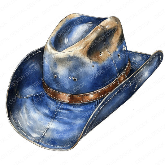 Denim Cowboy Hat fussy cut sheet in US Letter format showing all 12 designs on one printable page