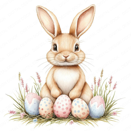 Easter Egg Bunny fussy cut sheet in US Letter format showing all 12 designs on one printable page