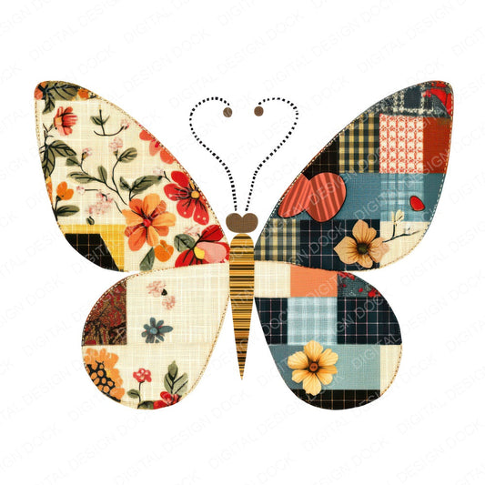 Fabric Butterfly Patch fussy cut sheet in US Letter format showing all 12 designs on one printable page