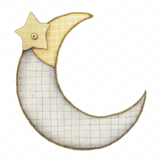 Fabric Crescent Moon Clipart Set (DDD005193)