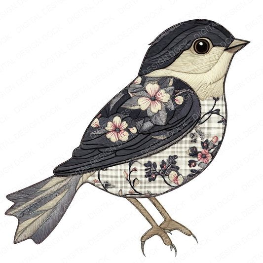 Fabric Embroidered Wing Songbird Clipart Set (DDD005205)