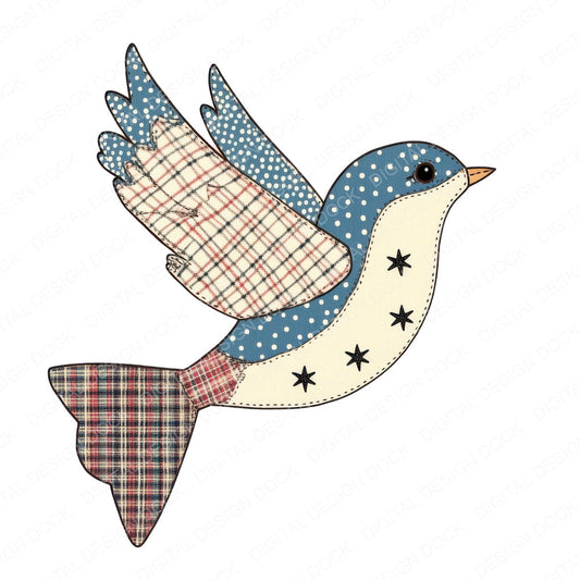 Fabric Flying Polka Bird fussy cut sheet in US Letter format showing all 12 designs on one printable page