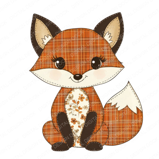 Fabric Fox Sitting Clipart Set (DDD005214)