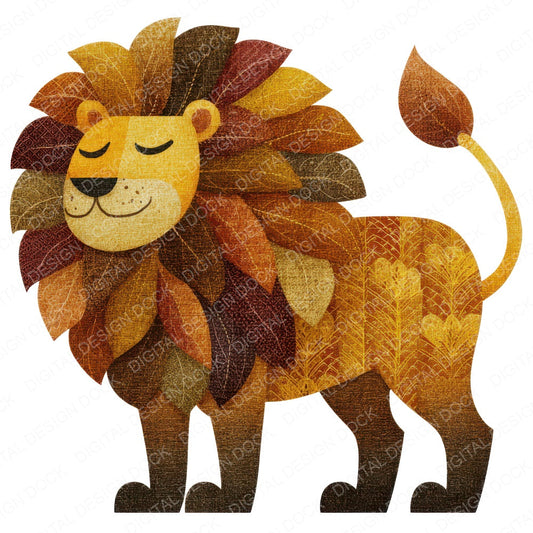 Fabric Lion fussy cut sheet in US Letter format showing all 12 designs on one printable page