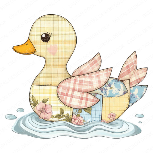 Fabric Patchwork Duck on Water fussy cut sheet in US Letter format showing all 12 designs on one printable page