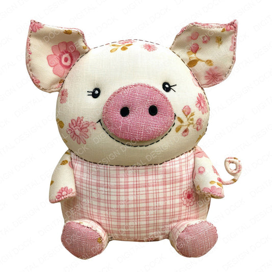 Fabric Patchwork Piglet Pastels fussy cut sheet in US Letter format showing all 12 designs on one printable page