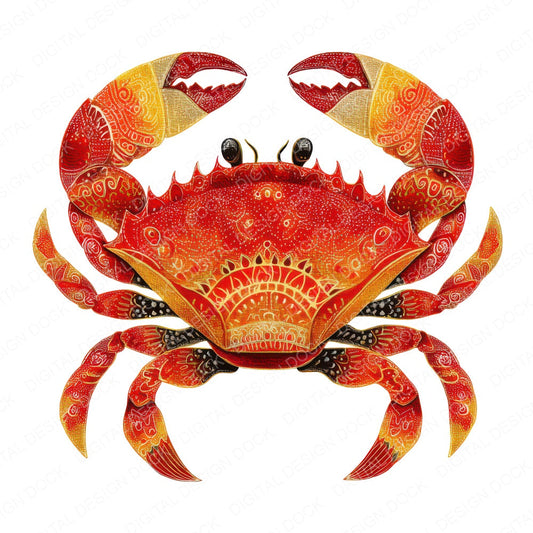 Fabric Sea Crab fussy cut sheet in US Letter format showing all 12 designs on one printable page