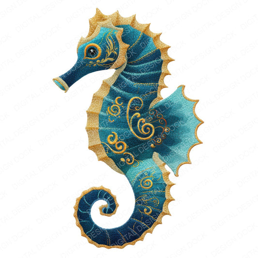 Fabric Seahorse fussy cut sheet in US Letter format showing all 12 designs on one printable page