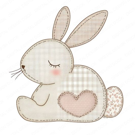 Fabric Sleeping Gingham Bunny fussy cut sheet in US Letter format showing all 12 designs on one printable page