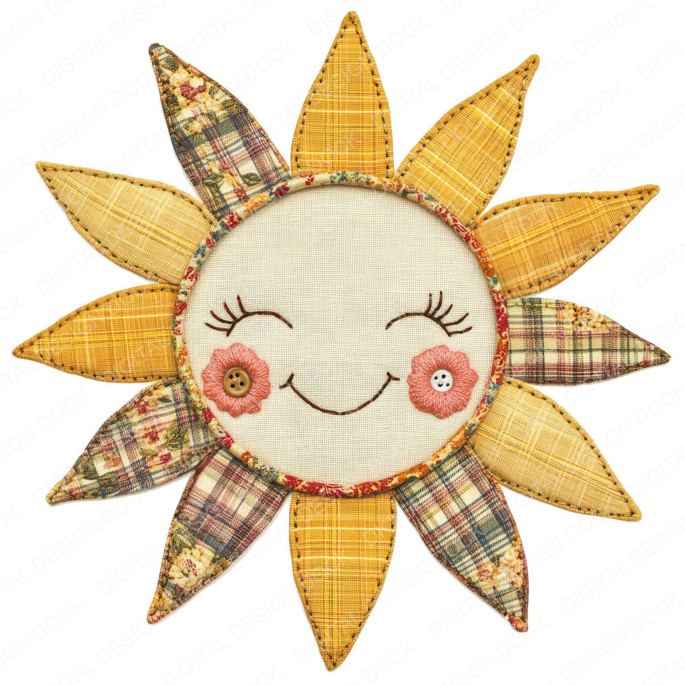 Fabric Sunshine Face fussy cut sheet in US Letter format showing all 12 designs on one printable page
