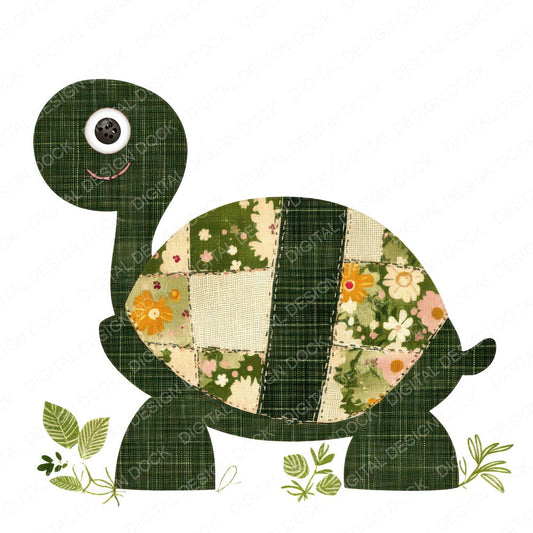 Fabric Turtle Patch fussy cut sheet in US Letter format showing all 12 designs on one printable page