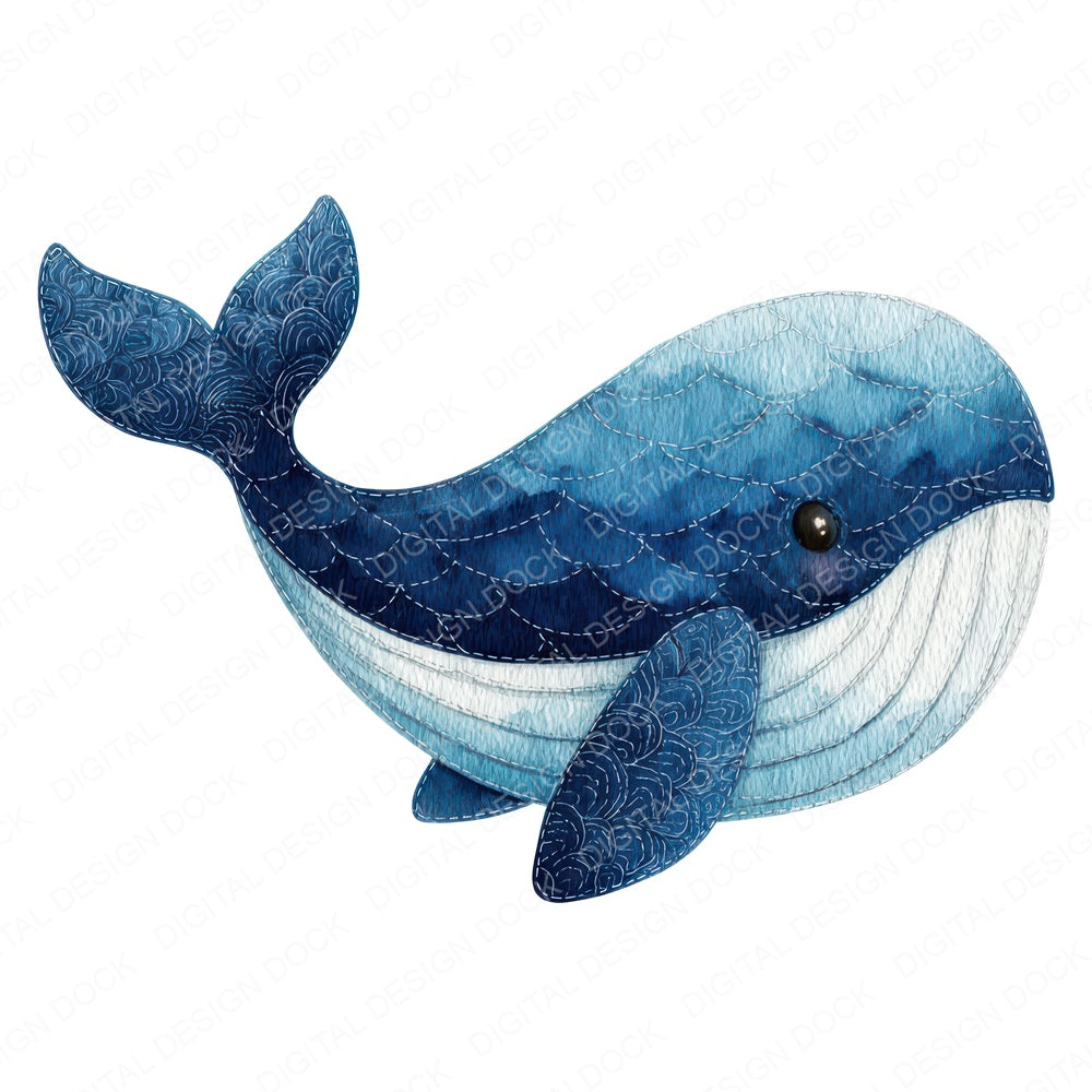 Fabric Whale fussy cut sheet in US Letter format showing all 12 designs on one printable page